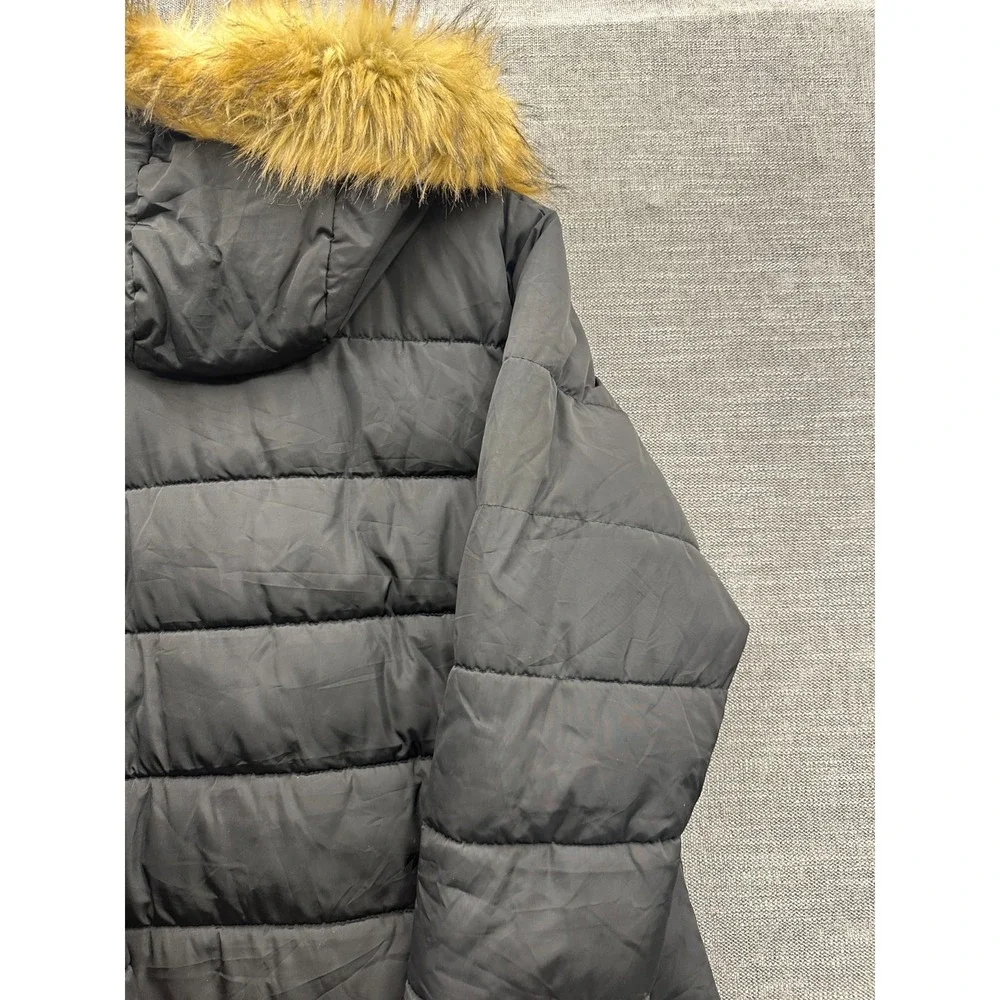 IloveSIA Puffer Jacket Womens 10 Black Lined Insulated Snap Front Hooded Winter‎